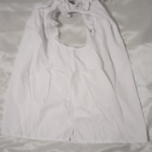 J Crew women's to purple/white stripes sizeL babydoll Y2K ruffle neck & sleeves - Picture 5 of 6